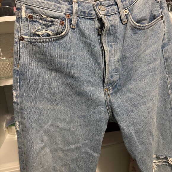 AGOLDE (Los Angelos) Straight Jeans in Light Wash Size 24 Distressed - Picture 5 of 14